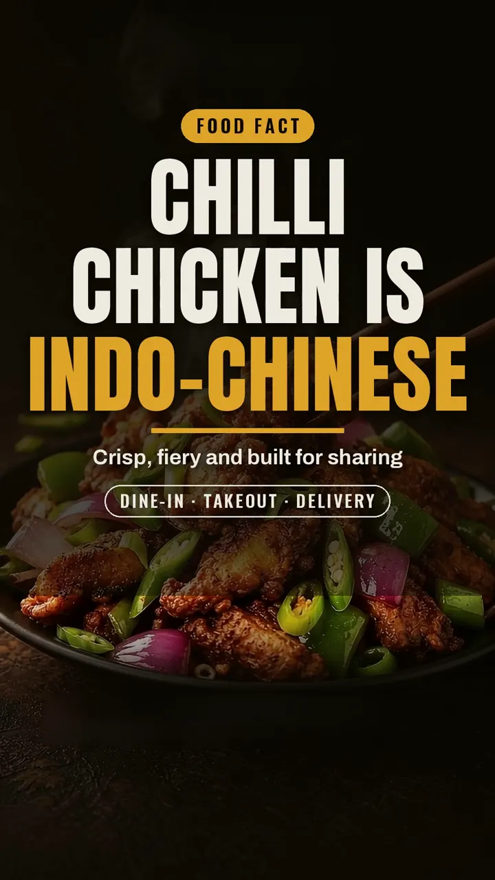 Food fact post: crisp, fiery Indo-Chinese chilli chicken built for sharing.