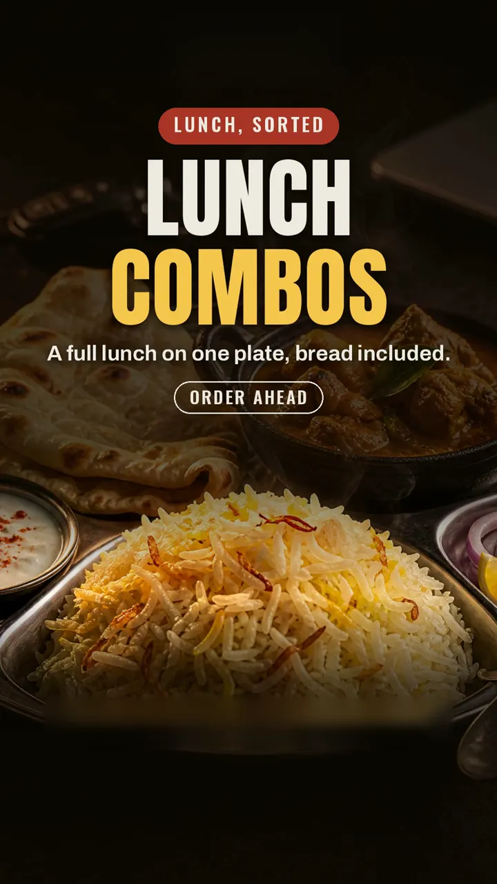 Lunch, sorted: a full lunch on one plate with bread included, ready to order ahead.